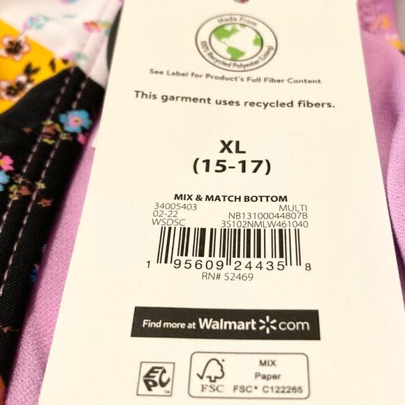 NoBo No Boundaries Bikini Bottoms XL (15-17) Pink Patchwork Floral High Leg - Picture 6 of 14